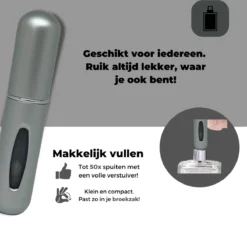 Cetins - Parfum Verstuiver Navulbaar - Mini Parfum Flesje - Reisflesje – Matt Grijs - -Beste Parfum Winkel 1200x1146 5