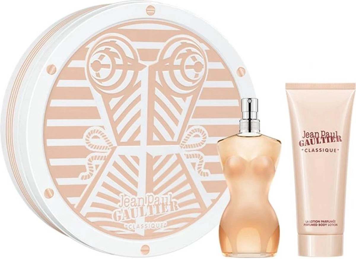 Jean Paul Gaultier Classique Giftset - 50 Ml Eau De Toilette Spray + 75 Ml Bodylotion - Cadeauset Voor Dames 1 Jean Paul Gaultier Classique Giftset - 50 Ml Eau De Toilette Spray + 75 Ml Bodylotion - Cadeauset Voor Dames