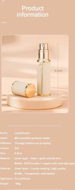 Hervulbare Parfumverstuiver-5ml-Mini Parfumverstuiver-Kleine Spuitfles Voor Parfum-Lege Parfumflesje Voor Op Reis Glasspray Draagbaar Parfumpakket Met Lederen Hoes - Mandarijn Groen -Beste Parfum Winkel 474x1200 3